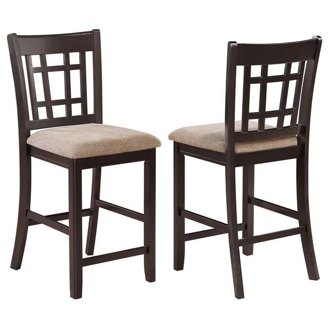 Counter Stool - Lavon Lattice Back Counter Stools Tan and Espresso (Set of 2)