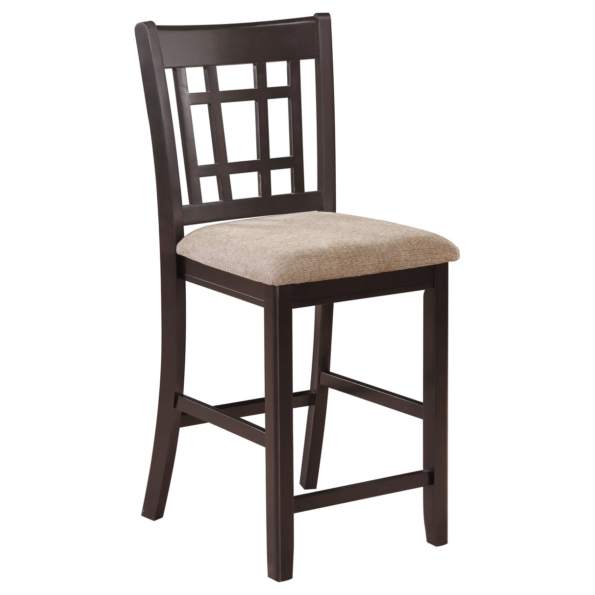 Counter Stool - Lavon Lattice Back Counter Stools Tan and Espresso (Set of 2)