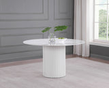 Acadia Round 53-inch Sintered Stone Top Dining Table White - Home Elegance USA