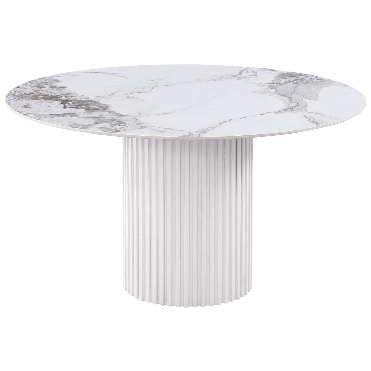 Acadia Round 53-inch Sintered Stone Top Dining Table White - Home Elegance USA