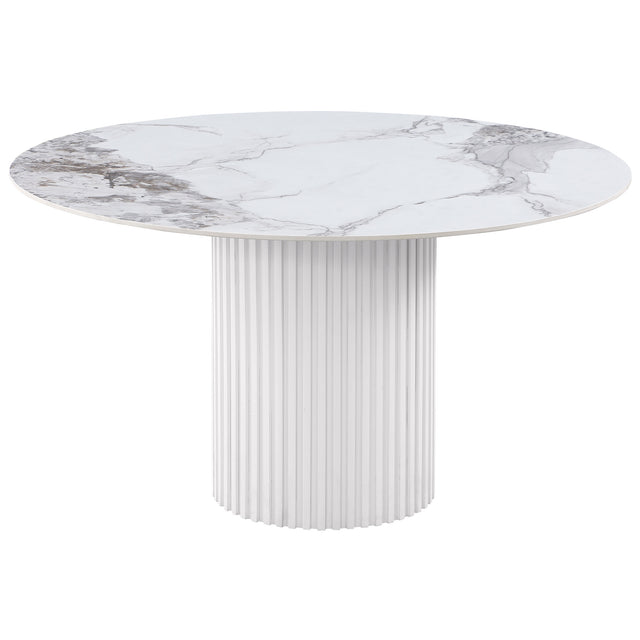 Acadia Round 53-inch Sintered Stone Top Dining Table White - Home Elegance USA