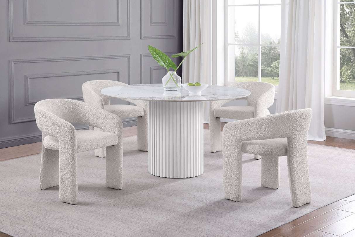 Acadia Round 53-inch Sintered Stone Top Dining Table White - Home Elegance USA