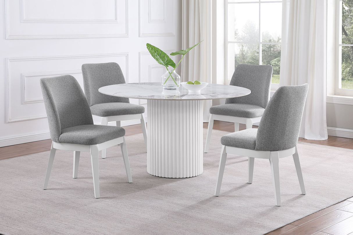 Acadia Round 53-inch Sintered Stone Top Dining Table White - Home Elegance USA