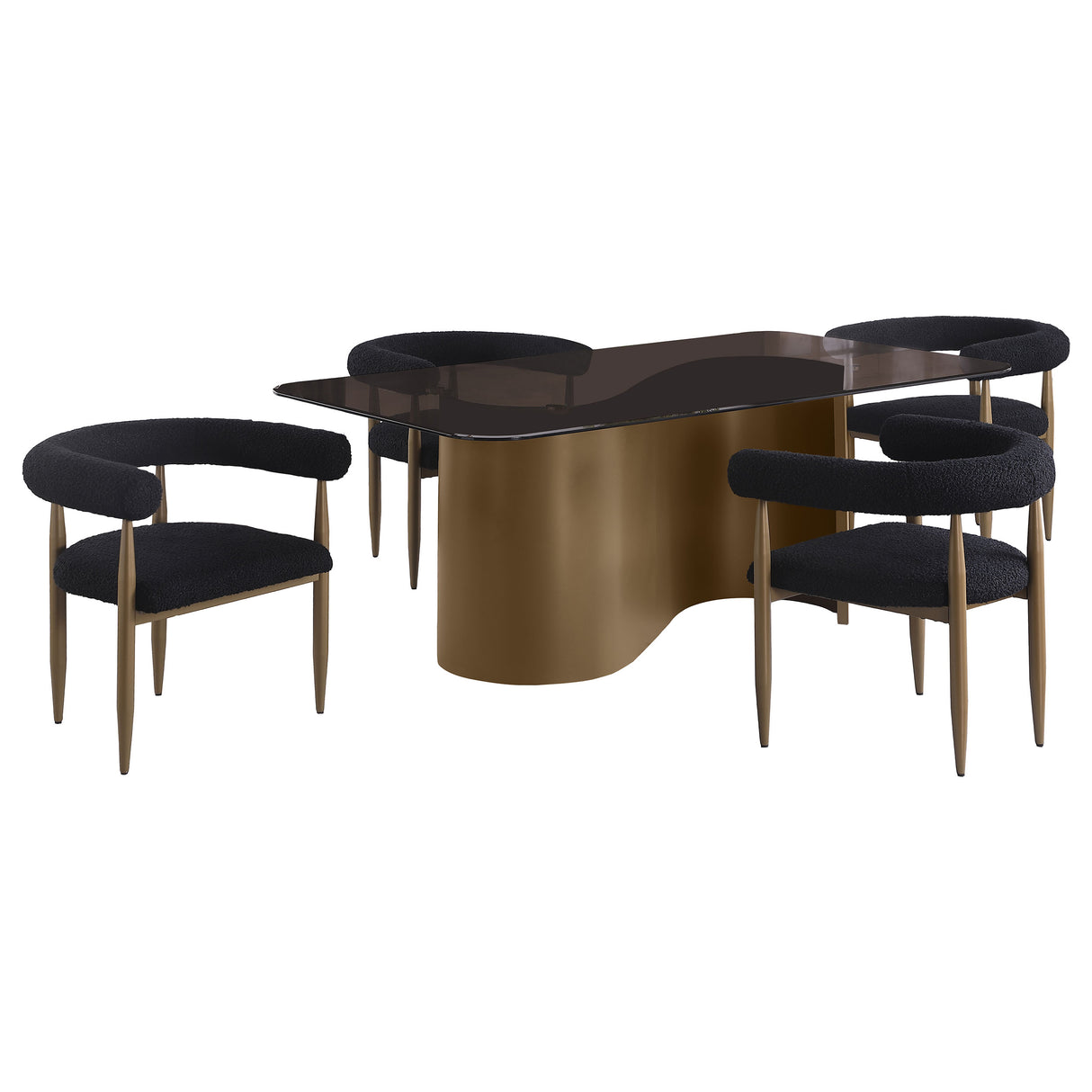 Edson 5-piece Rectangular Glass Top Dining Table Set Bronze - Home Elegance USA