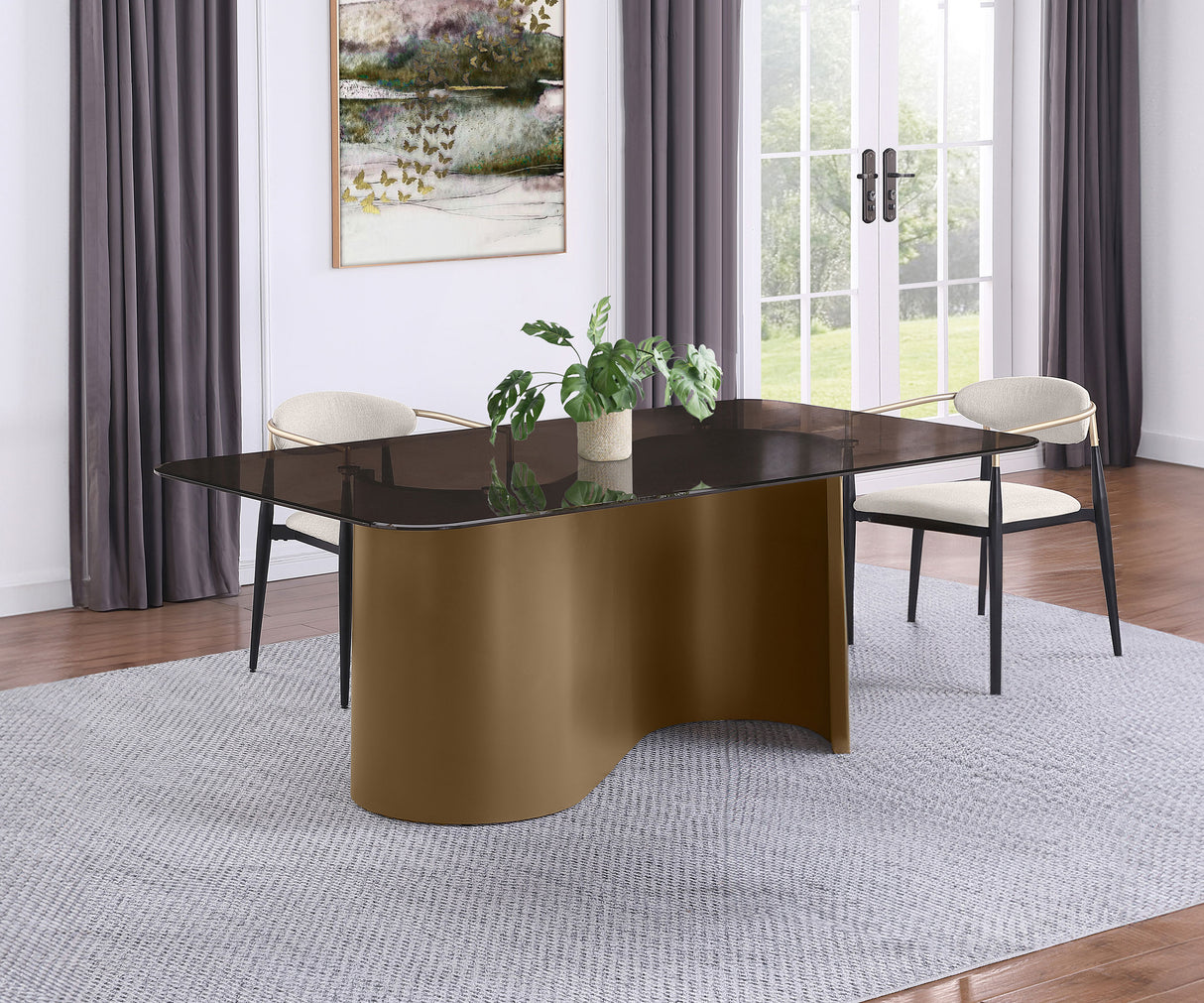 Edson 72-inch Rectangular Glass Top Dining Table Bronze - Home Elegance USA