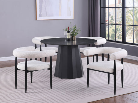 Camden 5-piece Round Faux Marble Top Dining Table Set Black - Home Elegance USA