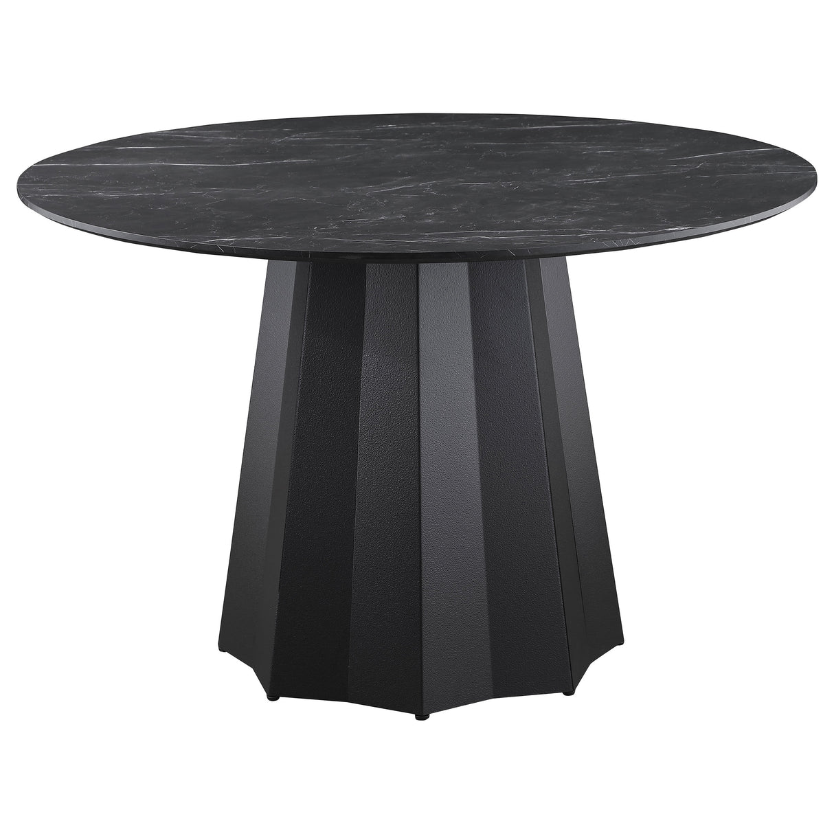 Camden 5-piece Round Faux Marble Top Dining Table Set Black - Home Elegance USA