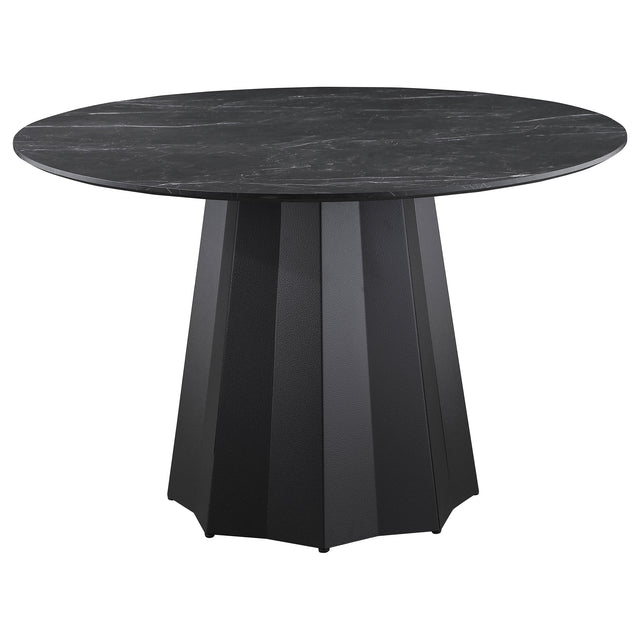 Camden Round 48-inch Faux Marble Top Dining Table Black - Home Elegance USA