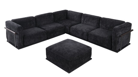 120' length , Fashionable modular sofa with iron and wood frame chenille sofa, black ,uitable for living room - sold by Home Elegance USA