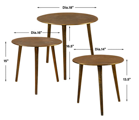 Kasai Coffee Tables (Set of 3) Gold - Light Brown by Uttermost - View 5
