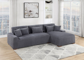 Modern 2pc Sectional Set XL Plush Corduroy Fabric Dark Gray LAF Sofa RAF Chaise Living Room Couch - sold by Home Elegance USA