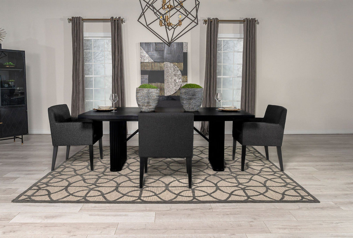 Catherine 5 - piece Double Pedestal Dining Table Set Charcoal Grey and Black | Coaster | Home Elegance USA