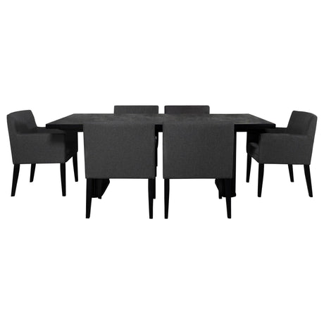 Catherine 7 - piece Double Pedestal Dining Table Set Charcoal Grey and Black | Coaster | Home Elegance USA