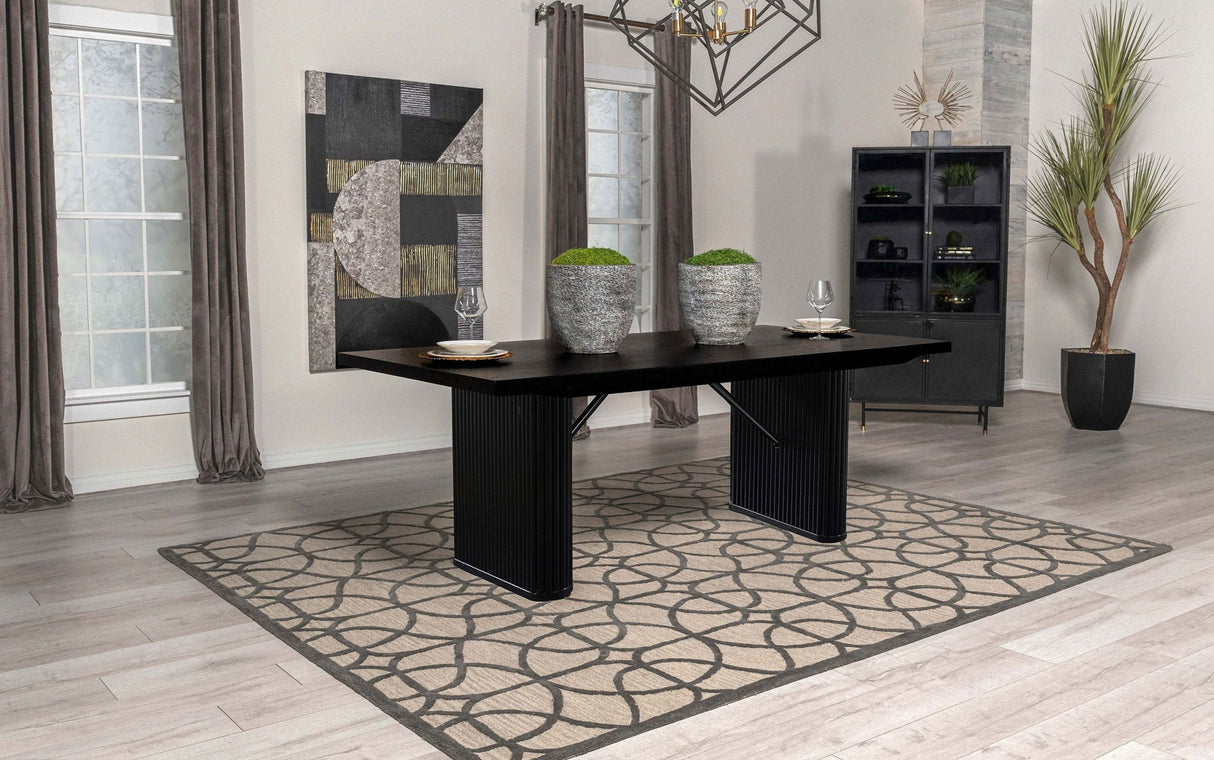 Catherine Rectangular Double Pedestal Dining Table Black | Coaster - 106251 - Home Elegance USA - 2