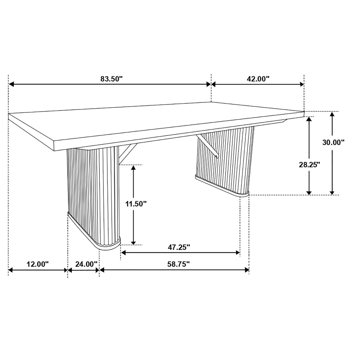 Catherine Rectangular Double Pedestal Dining Table Black | Coaster - 106251 - Home Elegance USA - 9