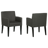 Arm Chair - Catherine Upholstered Dining Arm Chair Charcoal Grey and Black (Set of 2)