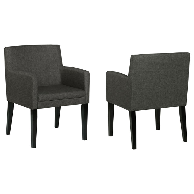 Arm Chair - Catherine Upholstered Dining Arm Chair Charcoal Grey and Black (Set of 2)