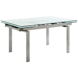 Dining Table - Wexford Glass Top Dining Table with Extension Leaves Chrome