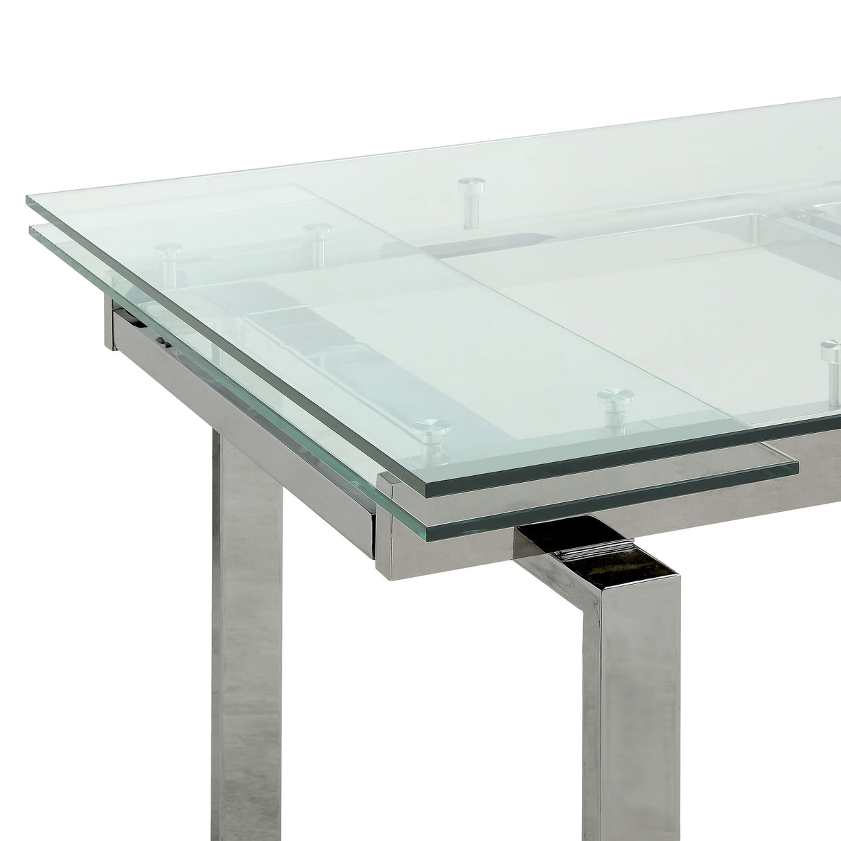 Dining Table - Wexford Glass Top Dining Table with Extension Leaves Chrome