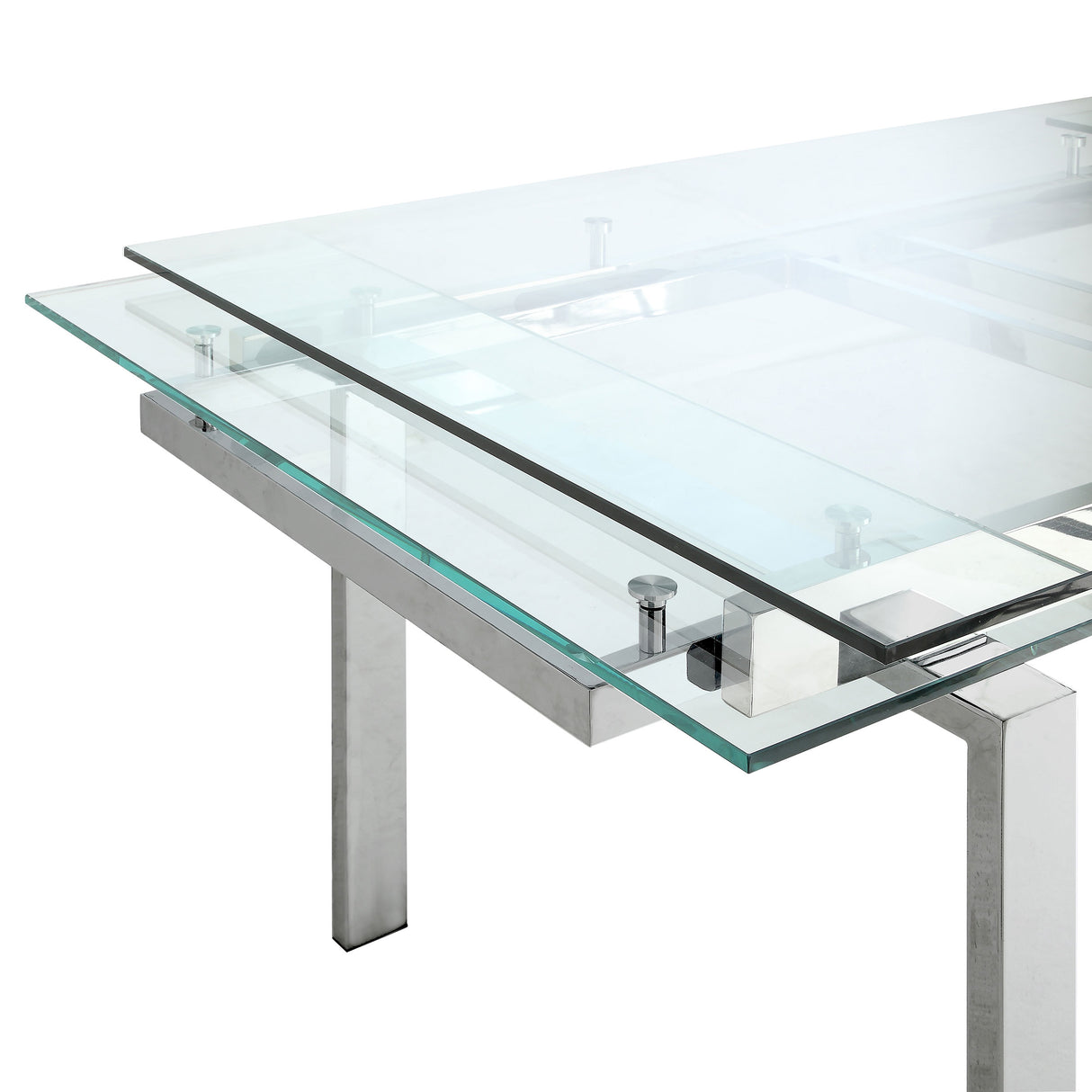 Dining Table - Wexford Glass Top Dining Table with Extension Leaves Chrome