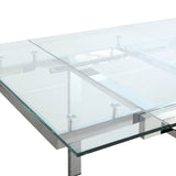 Dining Table - Wexford Glass Top Dining Table with Extension Leaves Chrome