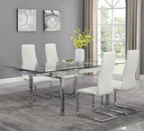 Dining Table - Wexford Glass Top Dining Table with Extension Leaves Chrome