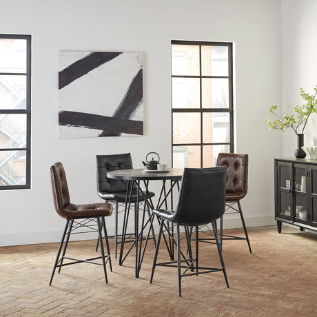 Counter Height Dining Table - Rennes Round Table Black and Gunmetal