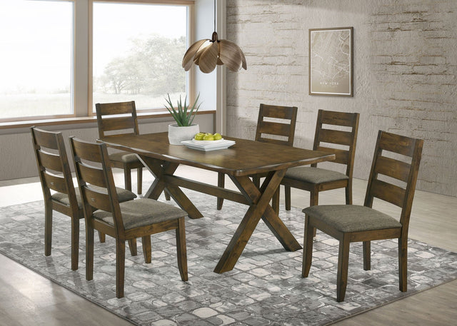 Alston 7 - piece Rectangular Dining Set Knotty Nutmeg and Brown | Coaster | Home Elegance USA