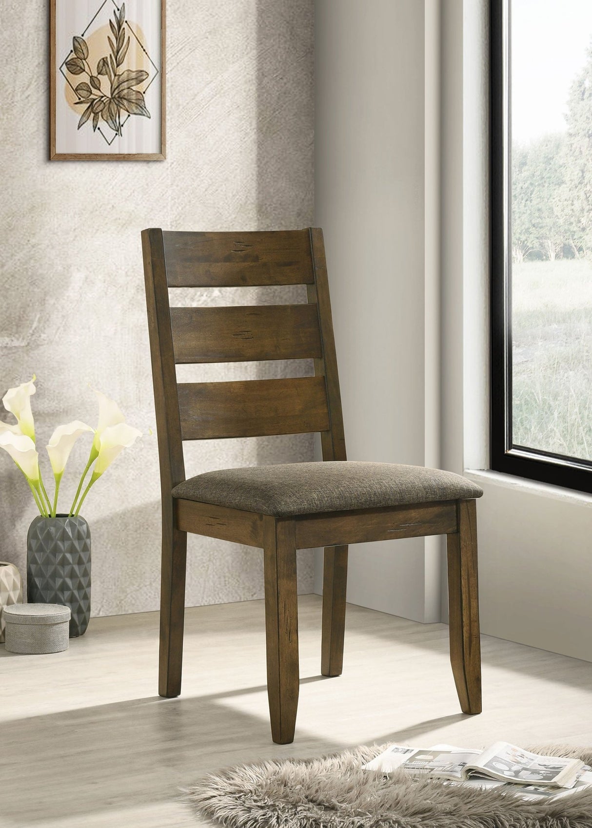 Alston Ladder Back Dining Side Chairs Knotty Nutmeg and Brown (Set of 2) | Coaster | Home Elegance USA