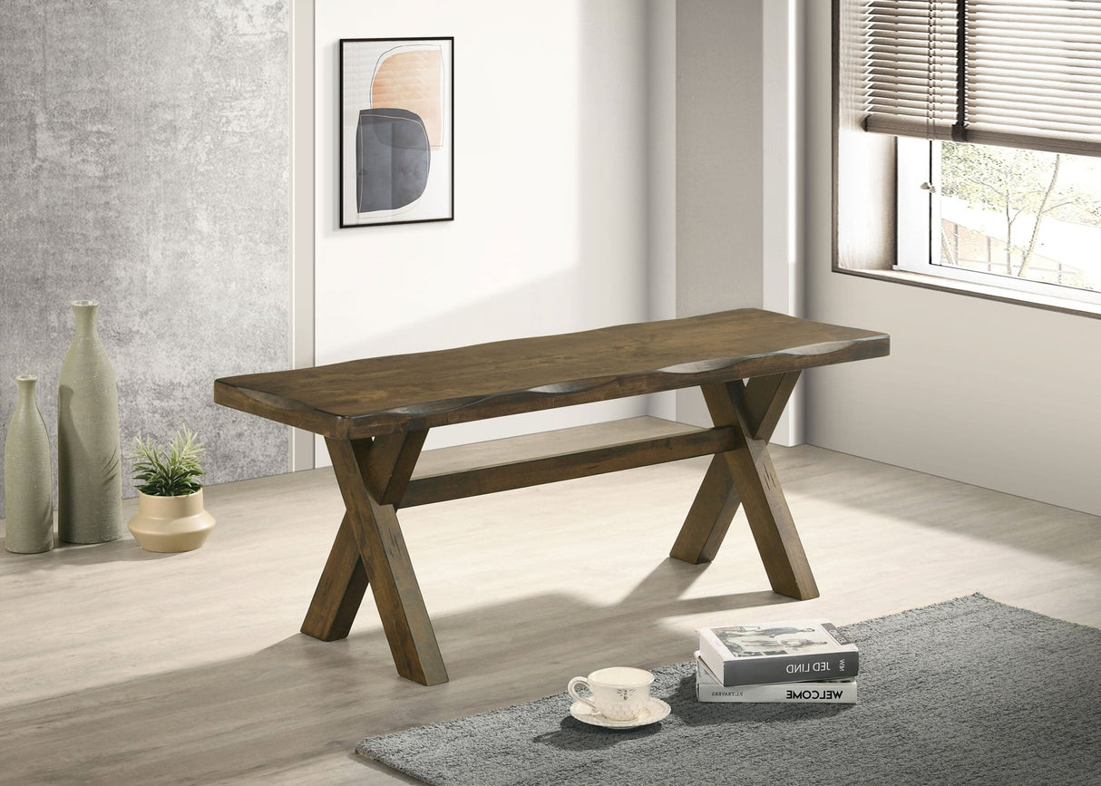 Alston X - shaped Dining Bench Knotty Nutmeg | Coaster | Home Elegance USA