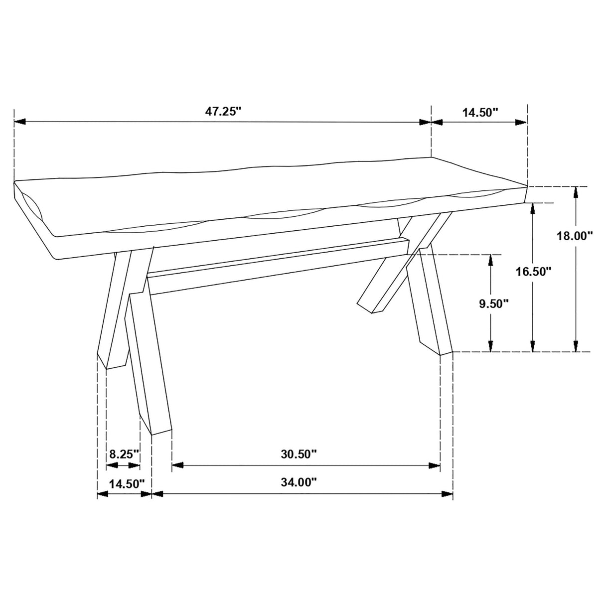 Alston X - shaped Dining Bench Knotty Nutmeg | Coaster | Home Elegance USA