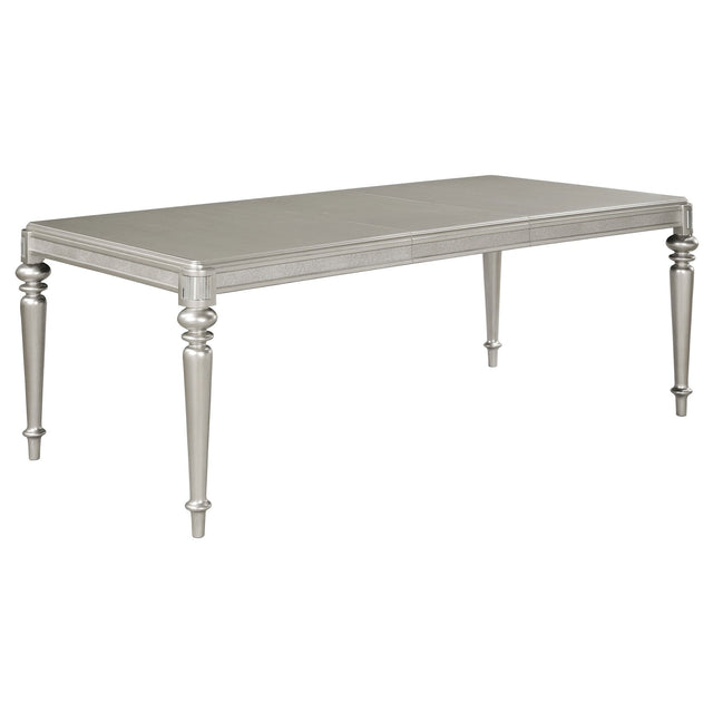 Bling Game Rectangular Dining Table with Leaf Metallic Platinum | Coaster | Home Elegance USA