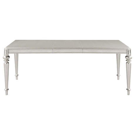 Dining Table - Bling Game Rectangular Dining Table with Leaf Metallic Platinum