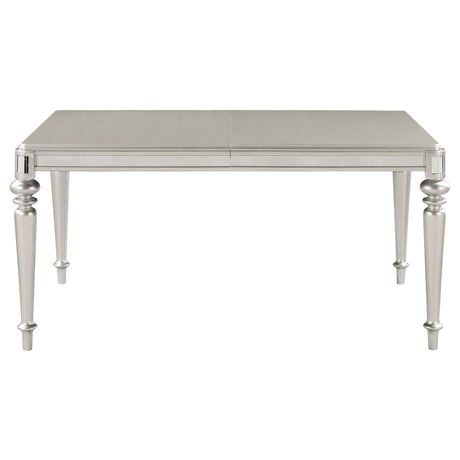 Dining Table - Bling Game Rectangular Dining Table with Leaf Metallic Platinum