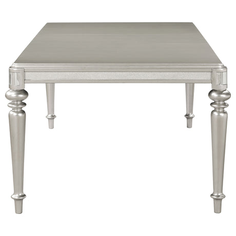 Dining Table - Bling Game Rectangular Dining Table with Leaf Metallic Platinum