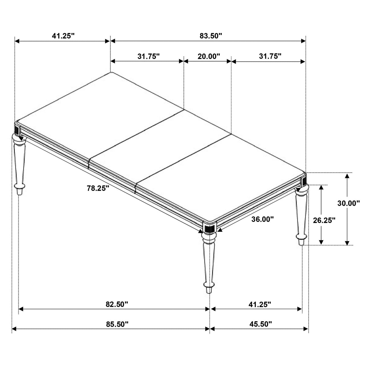 Bling Game Rectangular Dining Table with Leaf Metallic Platinum | Coaster - 106471 - Home Elegance USA - 2