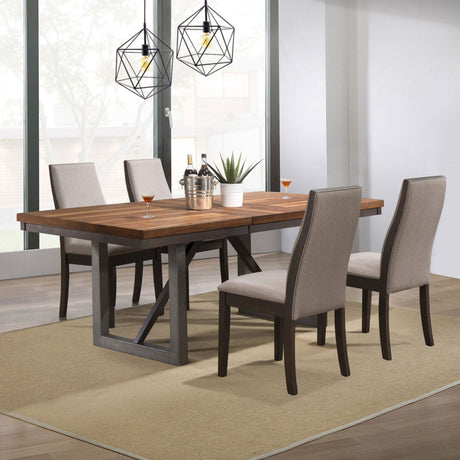 Spring Creek 5 - piece Dining Room Set Natural Walnut and Taupe | Coaster | Home Elegance USA