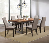 Spring Creek 7 - piece Dining Room Set Natural Walnut and Taupe | Coaster | Home Elegance USA