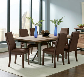 Spring Creek 7 - piece Dining Room Set Natural Walnut and Chocolate Brown | Coaster | Home Elegance USA