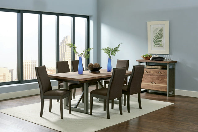 Spring Creek 7 - piece Dining Room Set Natural Walnut and Taupe | Coaster | Home Elegance USA