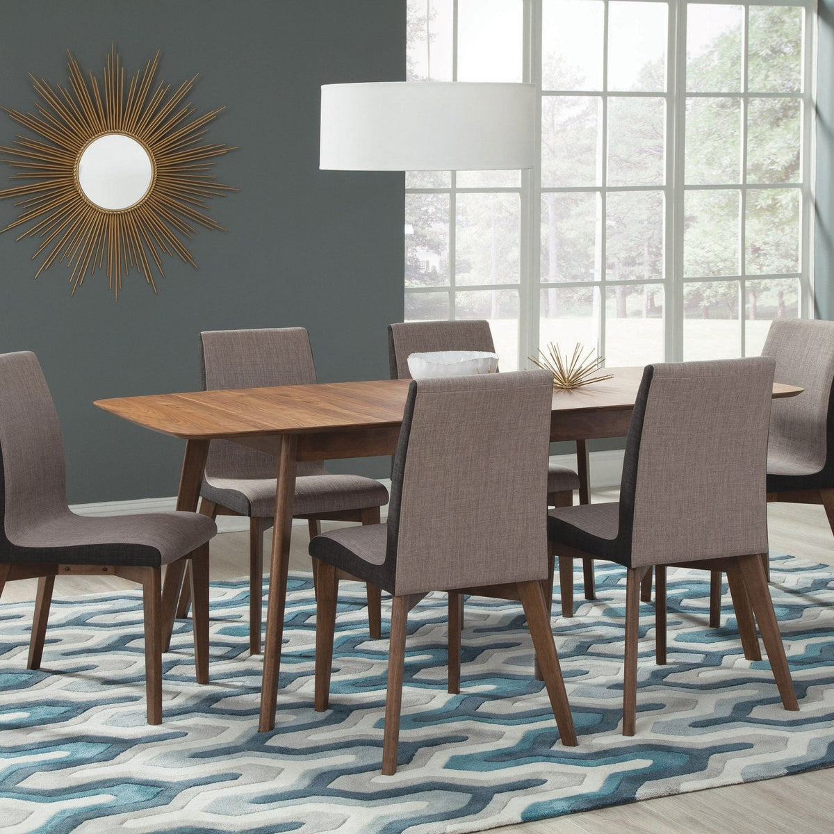 Redbridge 7-piece Dining Room Set Natural Walnut and Grey – Home ...