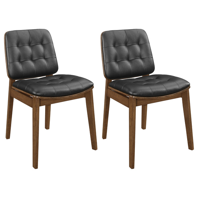 Side Chair - Redbridge Tufted Back Side Chairs Natural Walnut and Black (Set of 2)