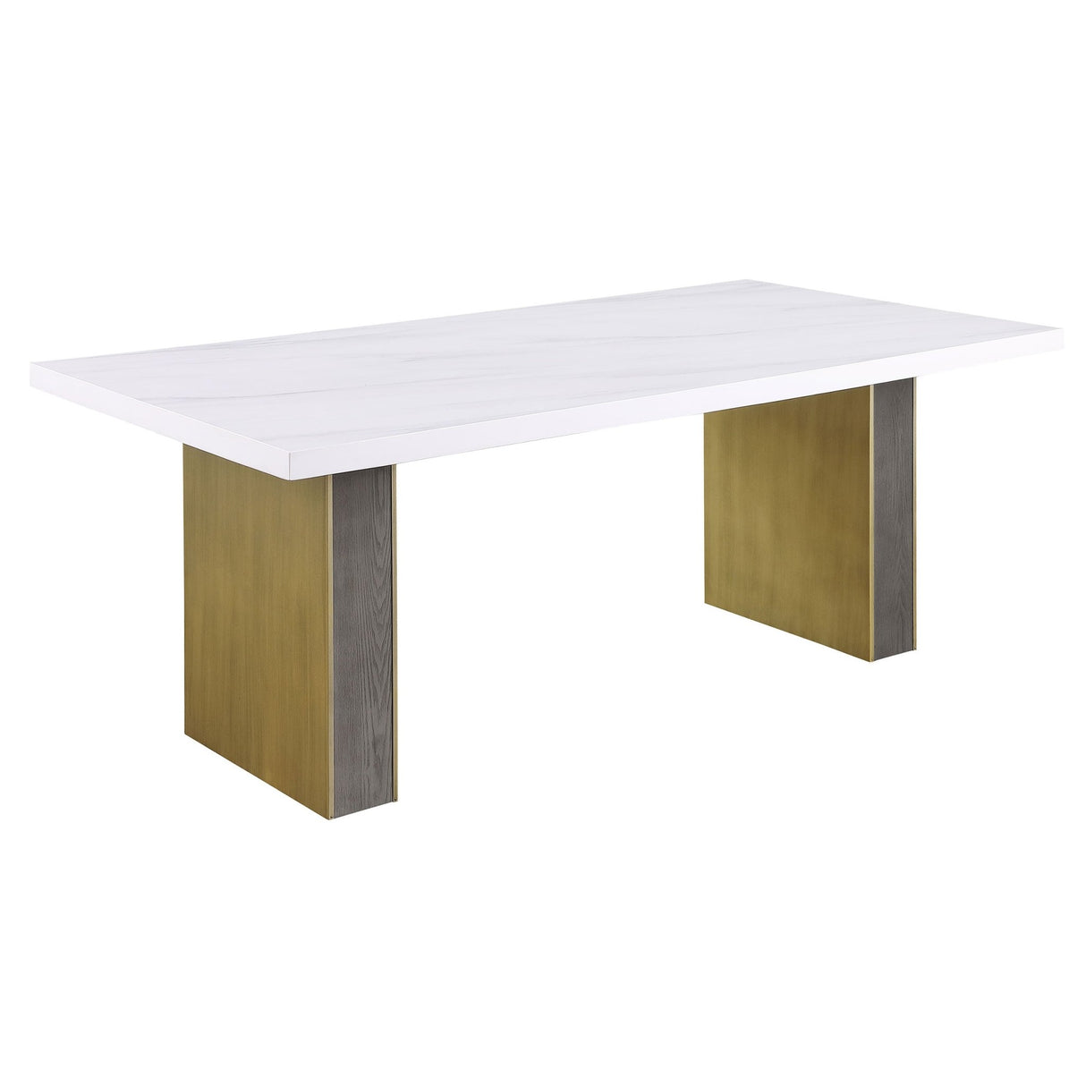 Carla Rectangular Dining Table with Cultured Carrara Marble Top White and Gold | Coaster | Home Elegance USA