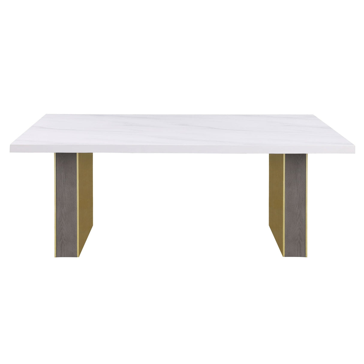 Carla Rectangular Dining Table with Cultured Carrara Marble Top White and Gold | Coaster | Home Elegance USA