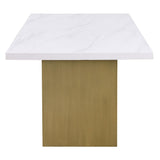 Carla Rectangular Dining Table with Cultured Carrara Marble Top White and Gold | Coaster | Home Elegance USA