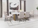 Carla Rectangular Dining Table with Cultured Carrara Marble Top White and Gold | Coaster | Home Elegance USA