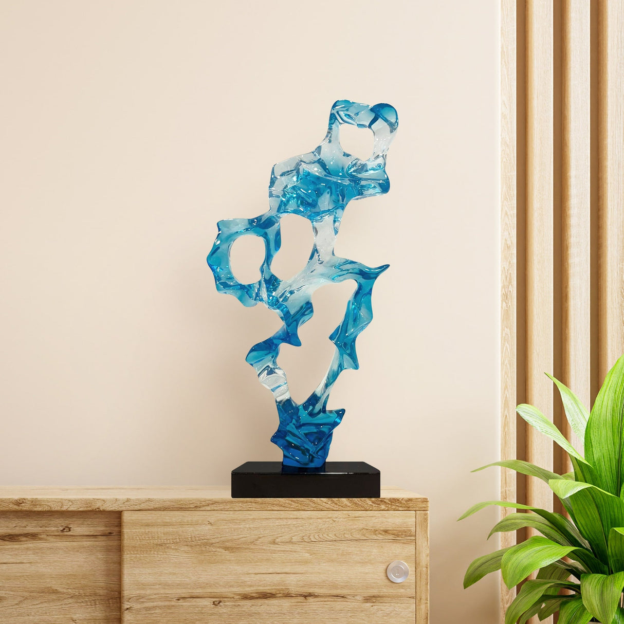Clear Blue Resin Sculpture  | Finesse - Home Elegance USA