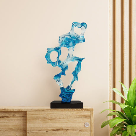 Clear Blue Resin Sculpture  | Finesse - Home Elegance USA