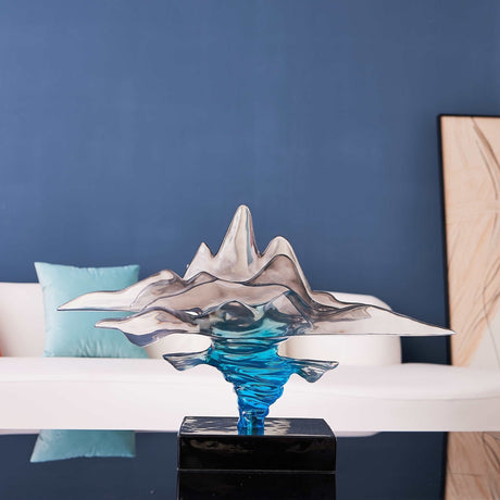 Clear Gray & Blue Sculpture  | Finesse - Home Elegance USA