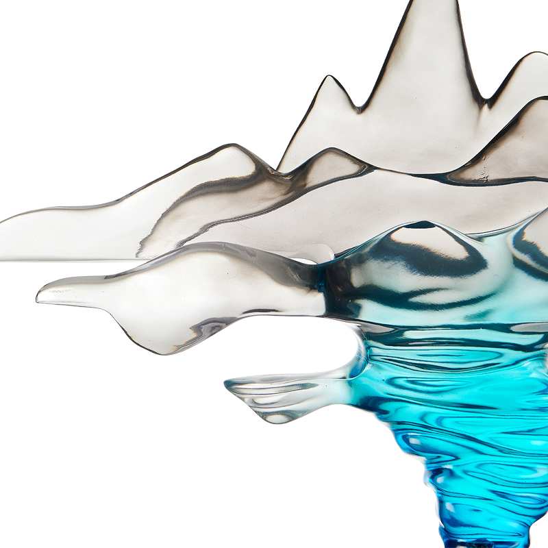Clear Gray & Blue Sculpture  | Finesse - Home Elegance USA
